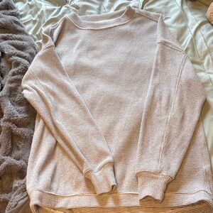 Aerie Soft Black and White Crew Neck Sweater